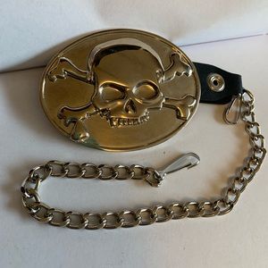 Skull Belt Buckle with Wallet Chain